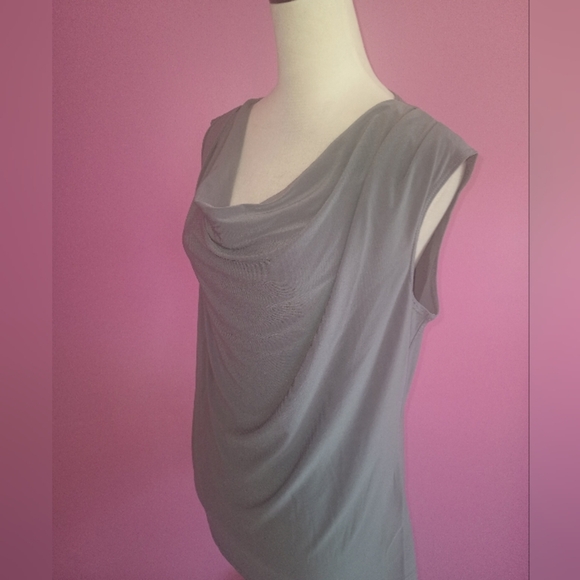 Dressbarn Ladies Gray Sleeveless Cowl Neck Blouse (Size Large) - Picture 3 of 6